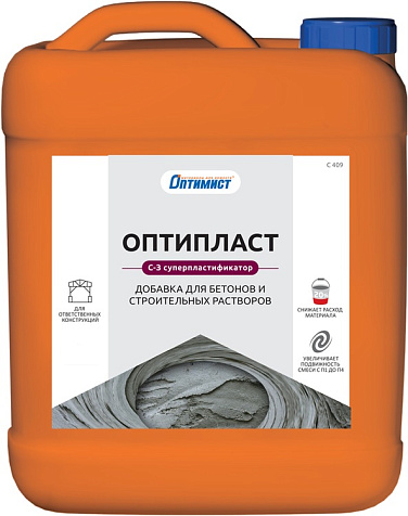 Добавка пластифицирующая Оптимист Оптипласт, для раствора и бетона, 10л купить в СОМ