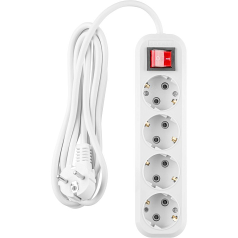 Удлинитель ОНЛАЙТ OPE-S-04-200-ESC-3x1  4 гн, 2 м, СЗ, с выключ, 16А, IP20, белый купить в СОМ