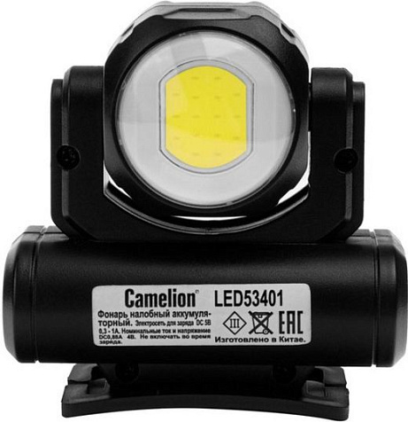 Фонарь налобный аккумуляторный Camelion LED53401 акк.3.7V 3WCOB+LED 3.5W 4реж, ближ+дальн свет, Type купить в СОМ