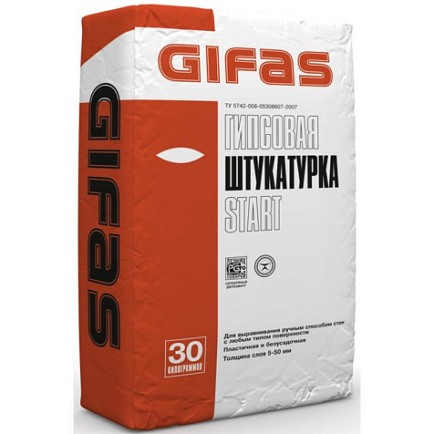 Штукатурка гипсовая Gifas Start, 30кг купить в СОМ