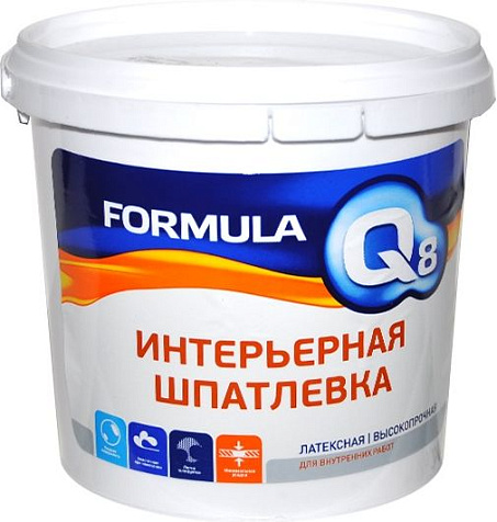 Шпатлевка Формула Q8 акриловая, интерьерная, 3 кг купить в СОМ