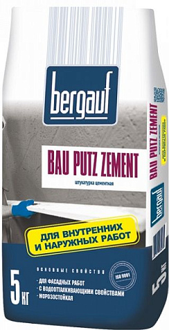 Штукатурка цементная Bergauf Bau Putz Zement., 5 кг купить в СОМ