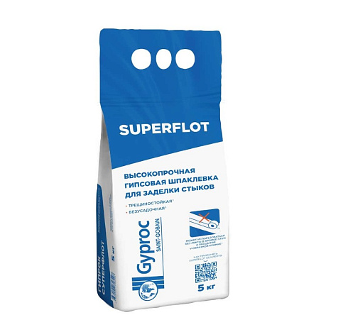Шпатлевка гипсовая Gyproc SUPERFLOT, армированная, для стыков ГСП, 5 кг купить в СОМ