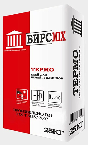 Клей для печей и каминов БИРСMIX ТЕРМО, 25 кг купить в СОМ