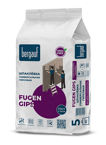 Шпатлевка гипсовая Bergauf Fugen Gips, универсальная, 5 кг купить в СОМ