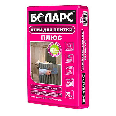 Клей БОЛАРС ПЛЮС для плитки, 25 кг купить в СОМ