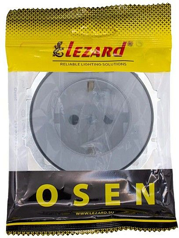 Механизм розетки  LEZARD OSEN Осень 1 гнездо, с заземлением, с крышкой, белый купить в СОМ