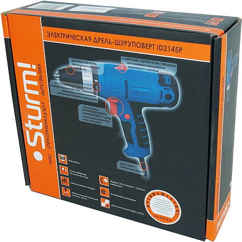 Дрель-шуруповерт сетевой STURM ID2145P, 450 Вт купить в СОМ