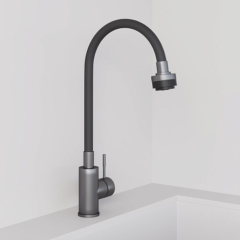 Смеситель для мойки Avrora Kitchen AV9001GM, латунь, оружейная сталь купить в СОМ