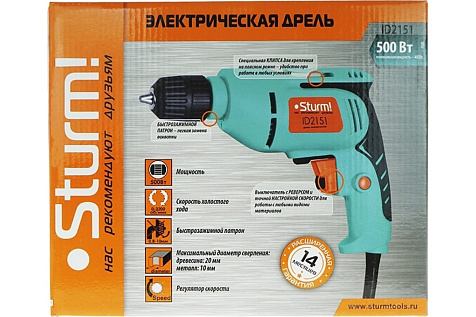 Дрель безударная STURM ID 2151, 500 Вт купить в СОМ