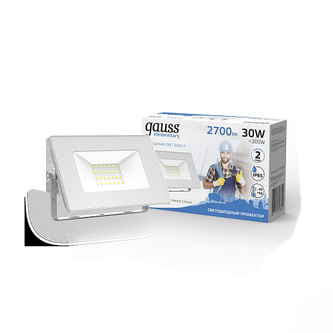 Прожектор светодиодный Gauss LED, 30Вт 6500К, белый 613120330 купить в СОМ