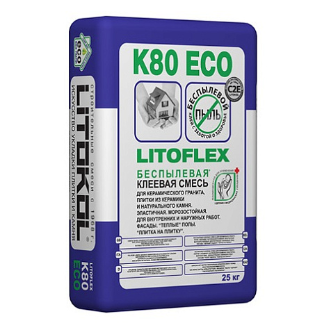 Клей для плитки LitoFlex K80 ЭКО, 25 кг купить в СОМ