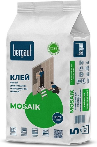 Клей для мрамора и мозаики Bergauf Mosaik белый , 5 кг купить в СОМ