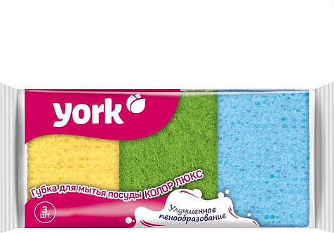 Губка York Колор Люкс 3шт 10х7х3см купить в СОМ