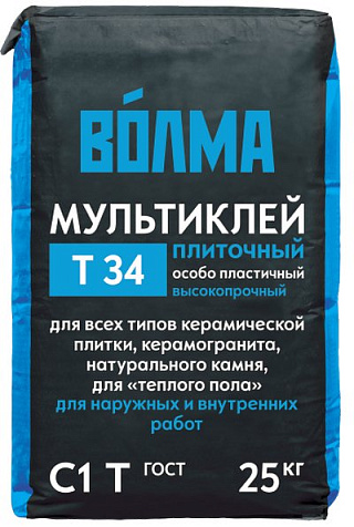 Клей для тяжелой плитки и камня Волма Мультиклей, 25 кг купить в СОМ