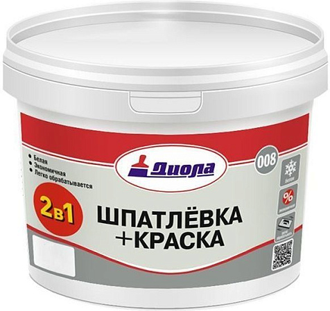 Шпатлевка+краска Диола "2 в 1" Д-008, 1кг купить в СОМ