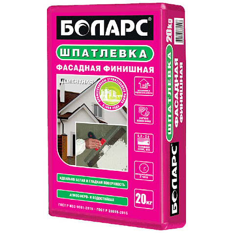 Шпатлевка фасадная финишная БОЛАРС, 20 кг купить в СОМ