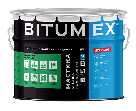 Мастика битумная гидроизоляционная Bitumex, 10 кг, ГОСТ купить в СОМ