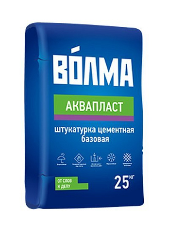 Штукатурка цементная ВОЛМА Аквапласт, 25 кг купить в СОМ