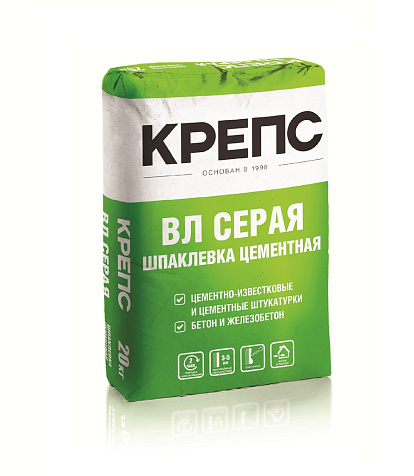 Шпаклевка цементная КРЕПС ВЛ, серая, 20 кг купить в СОМ