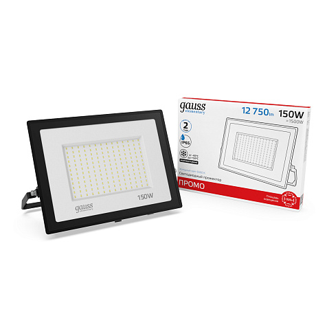 Прожектор Gauss Elementary 150W 12750Lm 6500K IP65 ПРОМО G2 черный купить в СОМ