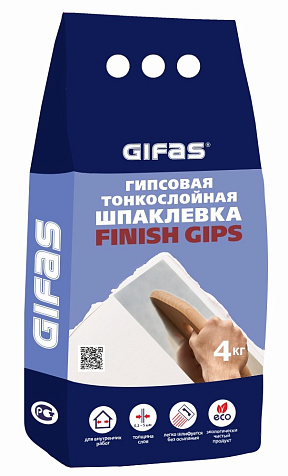 Шпатлевка гипсовая GIFAS Finish, Gips 4кг купить в СОМ