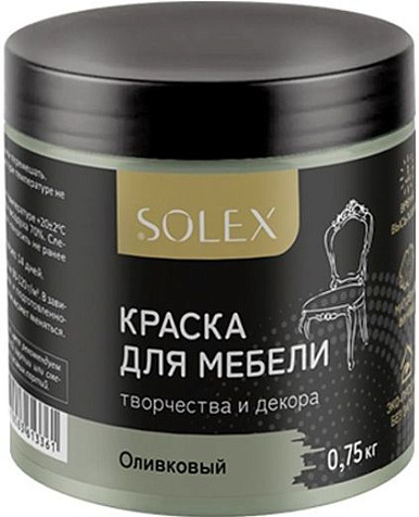 Краска акриловая Solex, для мебели, оливковый, 0.75 кг купить в СОМ