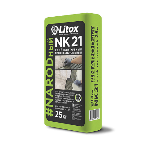 Клей для плитки ЛИТОКС NK 21, цементный, 25 кг купить в СОМ
