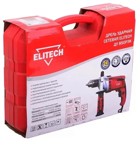 Дрель ударная Elitech ДУ 850РЭК, 850Вт купить в СОМ