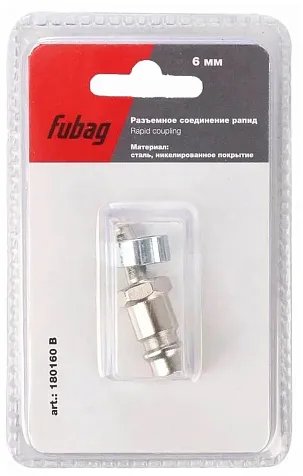 Соединитель Fubag рапид(штуцер)-елочка 6мм, с обжимным кольцом купить в СОМ