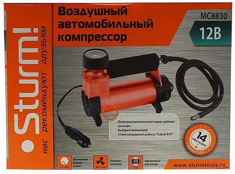 Компрессор автомобильный STURM МС8830, 12В, 9.5 бар, 30л/мин купить в СОМ