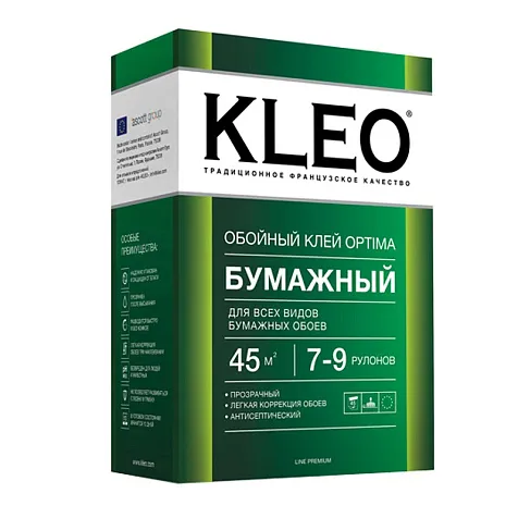 Клей для бумажных обоев KLEO, оптима, 7-9 рулонов 160 гр купить в СОМ