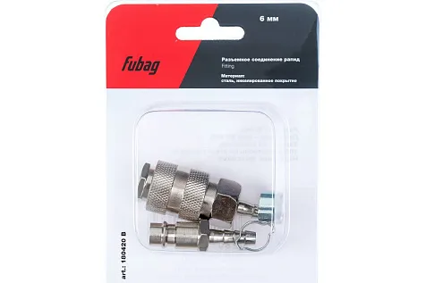 Набор разъемных соединений Fubag муфта 6мм+ штуцер 6мм, обжимные кольца купить в СОМ