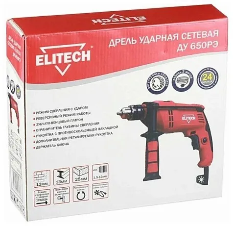 Дрель ударная Elitech ДУ 650РЭ, 650Вт купить в СОМ