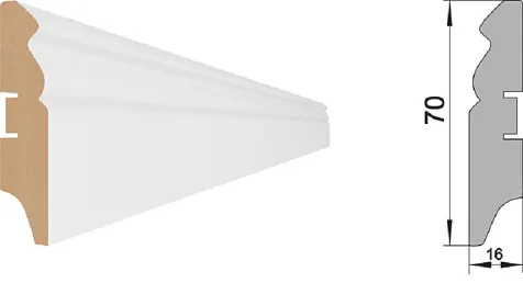Плинтус напольный МДФ, Decor Pro 70Е, белый, 2000 х 70 х16 мм купить в СОМ